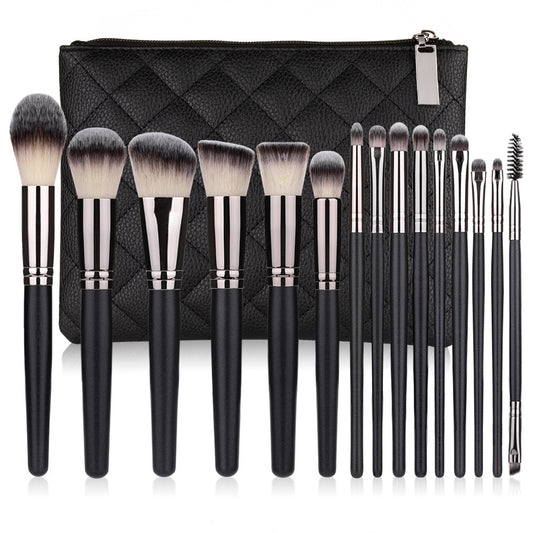 15 Makeup Brushes Set Full Set Matte Black